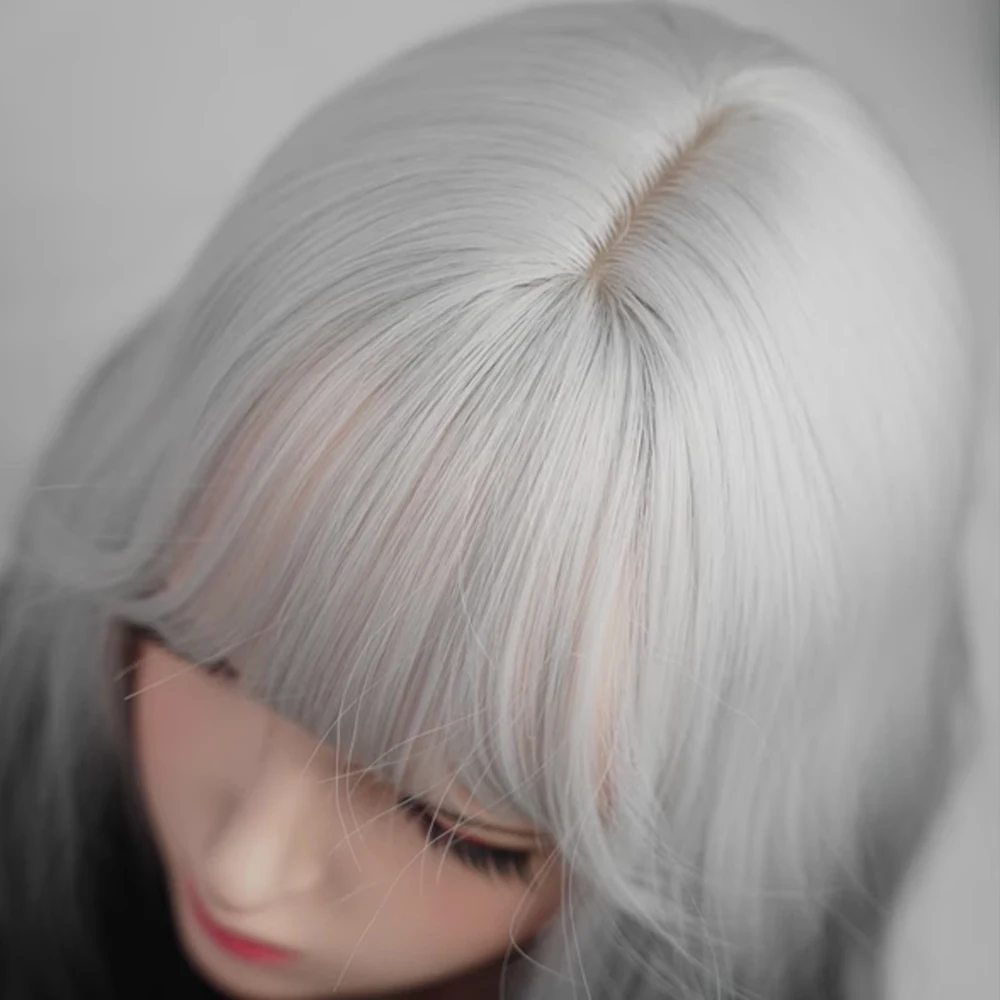 GAKA طويل متموج أومبير أبيض أسود التدرج الباروكات مع الانفجارات الاصطناعية لوليتا تأثيري المرأة شعر مستعار طبيعي للحزب اليومي #5