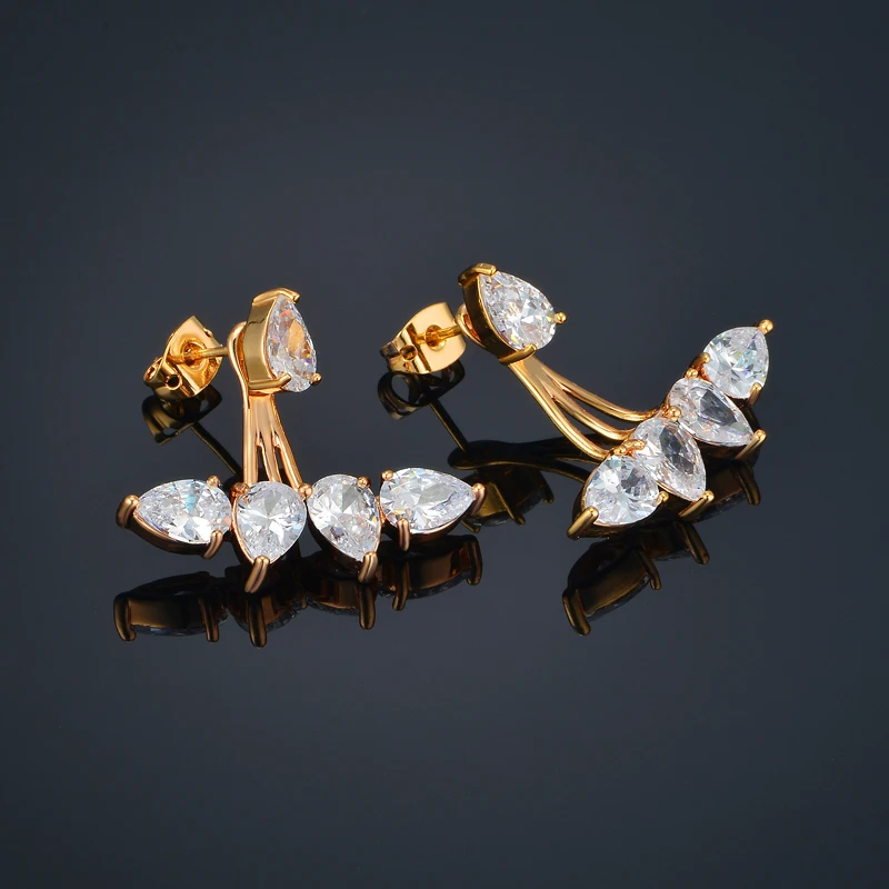 فاسق قطرة الزركون حلية قرط الاذن المرصع الإناث الذهب اللون قطرة الماء بيان أقراط للنساء موضة مجوهرات الحفلات هدية 2025 #1