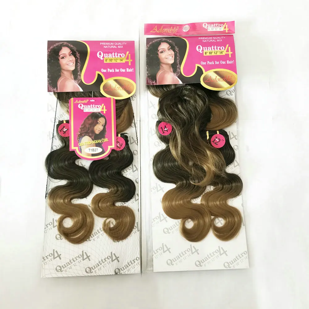 Rambut sintetis menggemaskan tubuh gelombang 10 "-14" beberapa potongan rambut bahan ekstensi serat suhu tinggi tubuh gelombang 6pcs