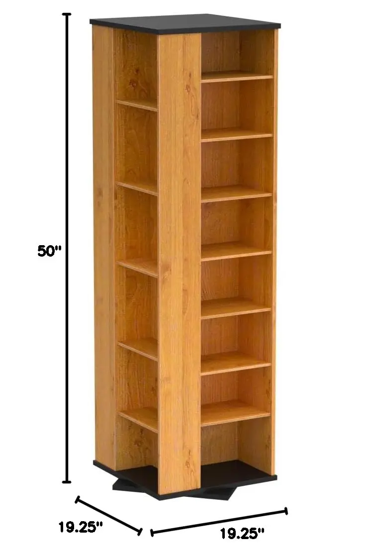 Revolving Media Tower 900 CD DVD Storage Cabinet Black Oak Trim, Customized
