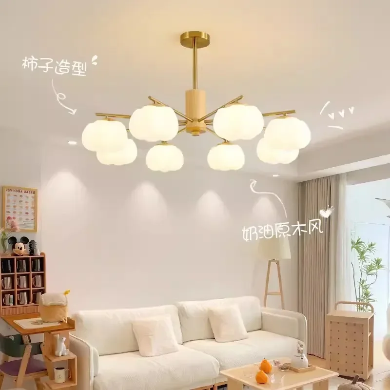 Living room pendant light, natural wood, cream breeze, Guangdong Zhongshan lighting fixtures, whole house package, combination h