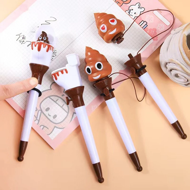 0.7mm Cute Funny Cartoon Toilet Poop Ballpoint Pen Black Ink Ball Pen Kawaii Stationery Writing Tool School Office Supplies