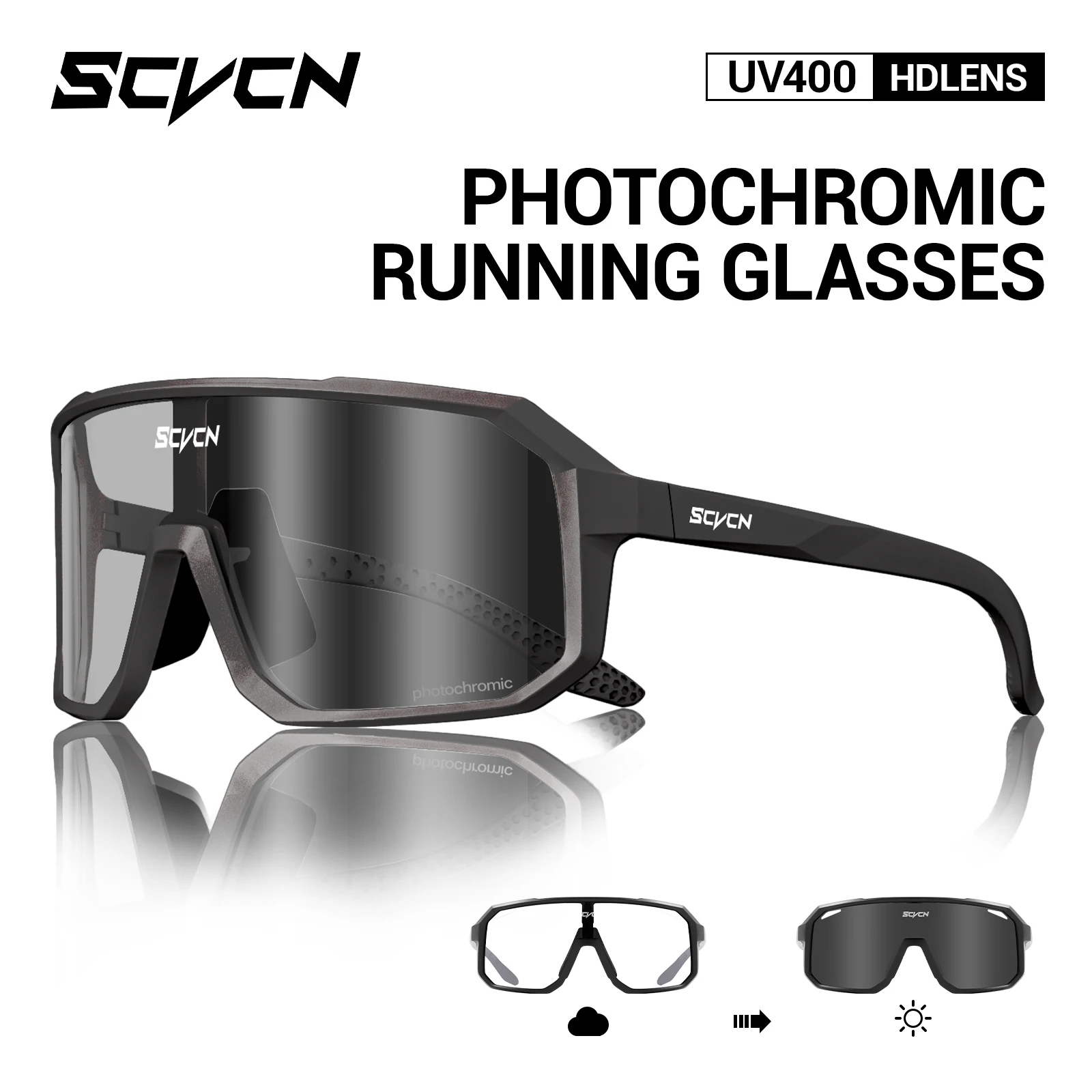 SCVCN fotochromowe okulary przeciwsłoneczne do jazdy na rowerze na świeżym powietrzu szosowe okulary do roweru górskiego mężczyźni i kobiety Casual piesze wycieczki okulary wiatroszczelne