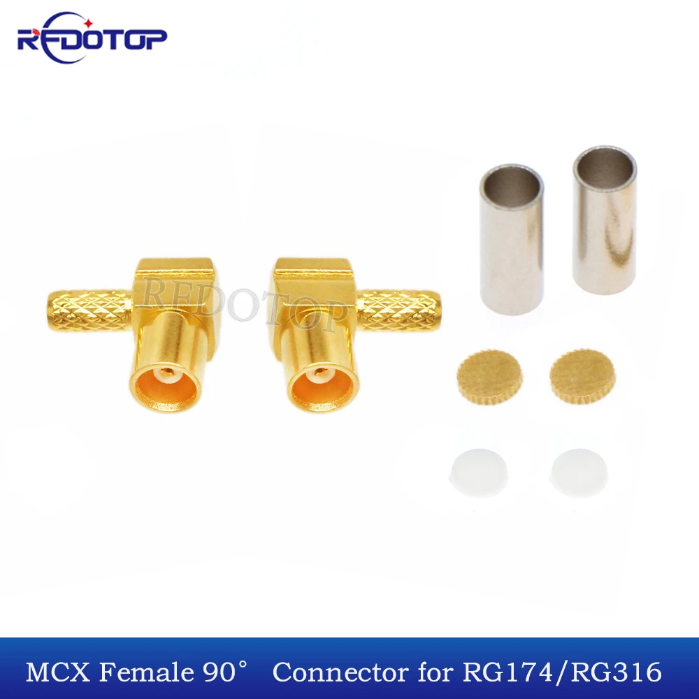 

10PCS/Lot MCX Female Jack 90 Degree Crimp 50ohm MCX-1.5 Type RF Connector for RG174/RG178/RG179/RG316/LMR100 Cables