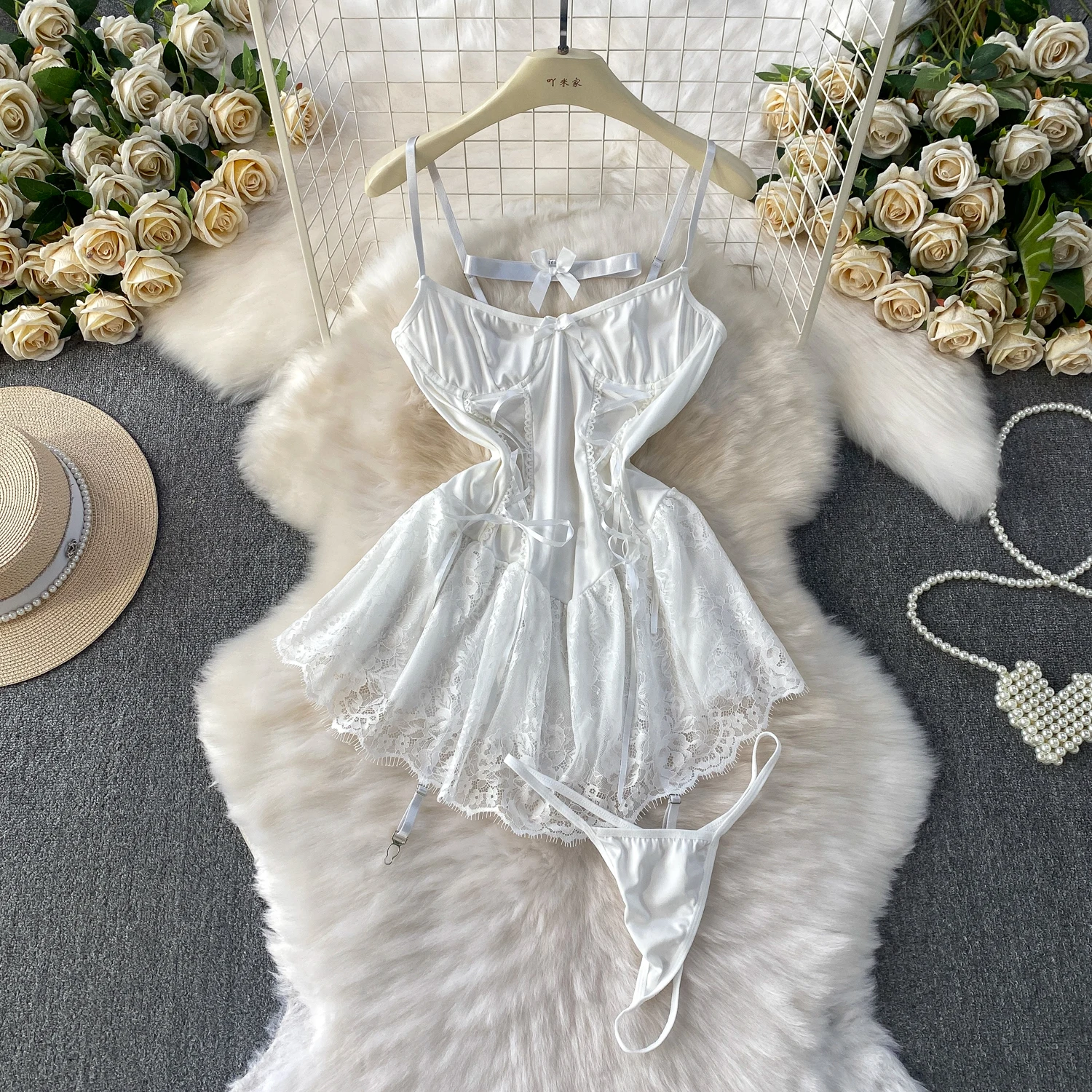 Robe Chic vintage en dentelle épissée sans manches, fée élégante, mode coréenne, vêtements de plage pour femmes