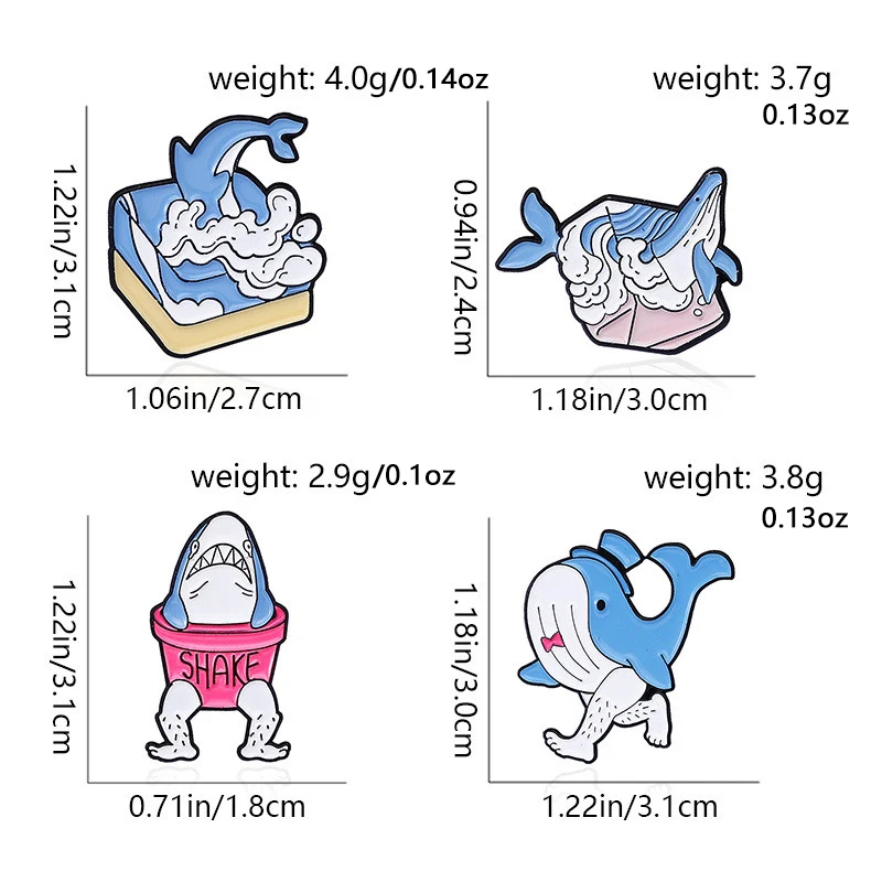 Cartoon Marine Animal Whale Enamel Brooch Creative Personality Tumbling Whale Flapping Waves Handsome Runway Show Lapel Badge