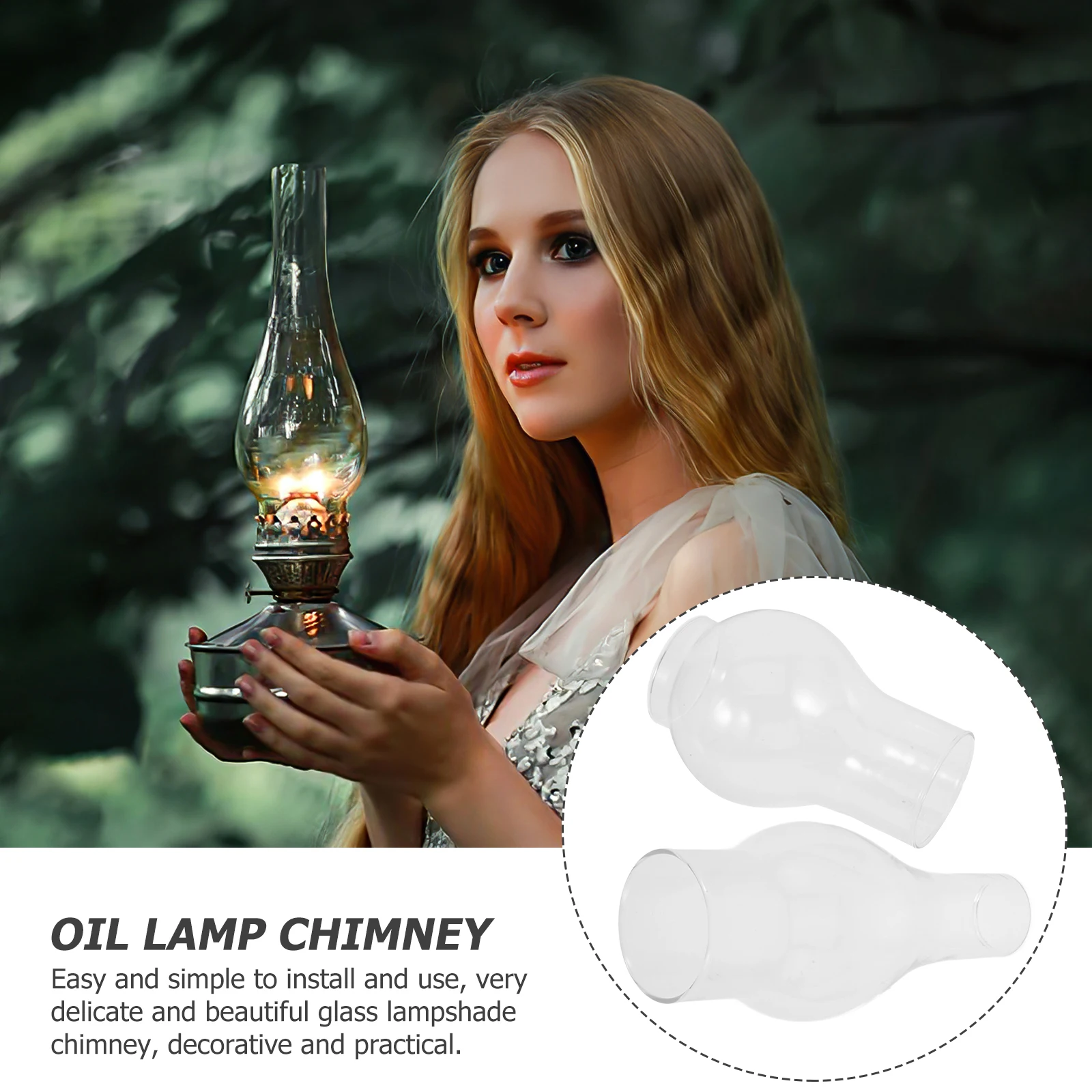 

2Pcs Clear Oil Lamp Glass Chimney Retro Accessories Wear-Resistant Decorative Household Decoration Glass Oil Lamp Cover