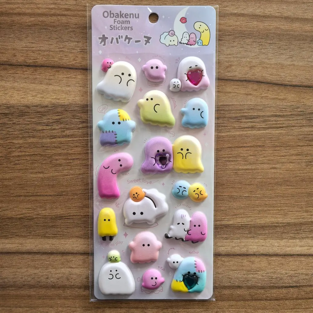 4 قطعة ملصقات فقاعات ثلاثية الأبعاد من القطيفة EVA مع الماس تصميم حيوانات شبح شارات قابلة لإعادة الاستخدام لحقائب الظهر متجر ملصقات BulingBulingStickers