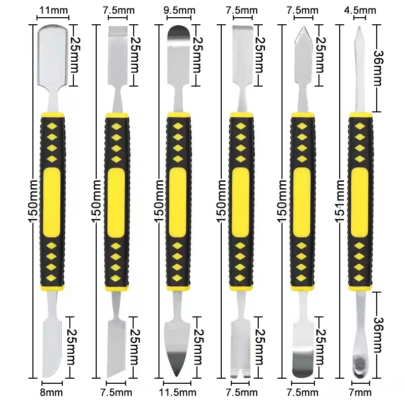 Hardened claw nail double headed pry bar 6-in-1 disassembly battery screen frame flat pry bar injection molding repair tool set