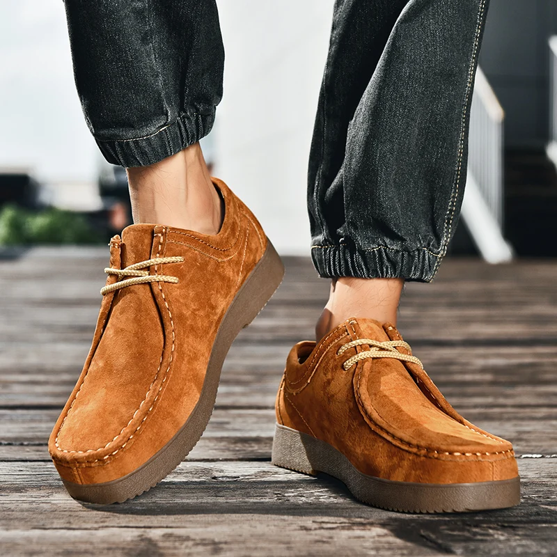 

Men Loafers Soft Moccasins High Quality Spring Autumn Genuine Leather Shoes Men Warm Flats Driving Shoes