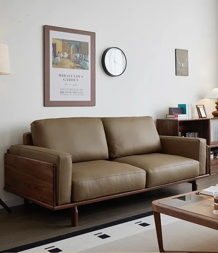 

Легкая роскошь и простота Северная Америка Черный орех Диван из массива дерева Комбинированная бревенчатая мебель Полностью массив дерева