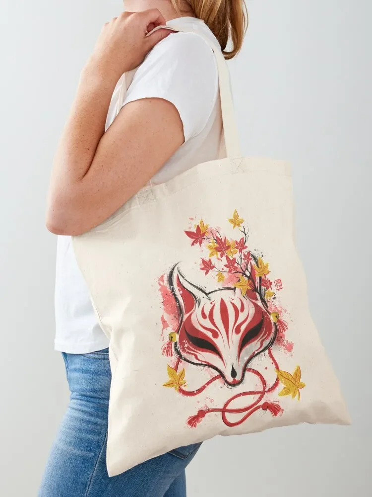 Autumn Kitsune Tote Bag Portable shopping bag Canvas stote bag Women's