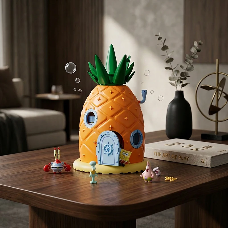 Ensemble de blocs de construction modulaires Bob l'éponge, maison ananas, kit de briques de construction, modèle à assembler soi-même avec 4 minifigurines, jouets pour adultes, cadeau idéal pour anniversaire ou vacances, décoration de la maison, ornement, collection, présentoir