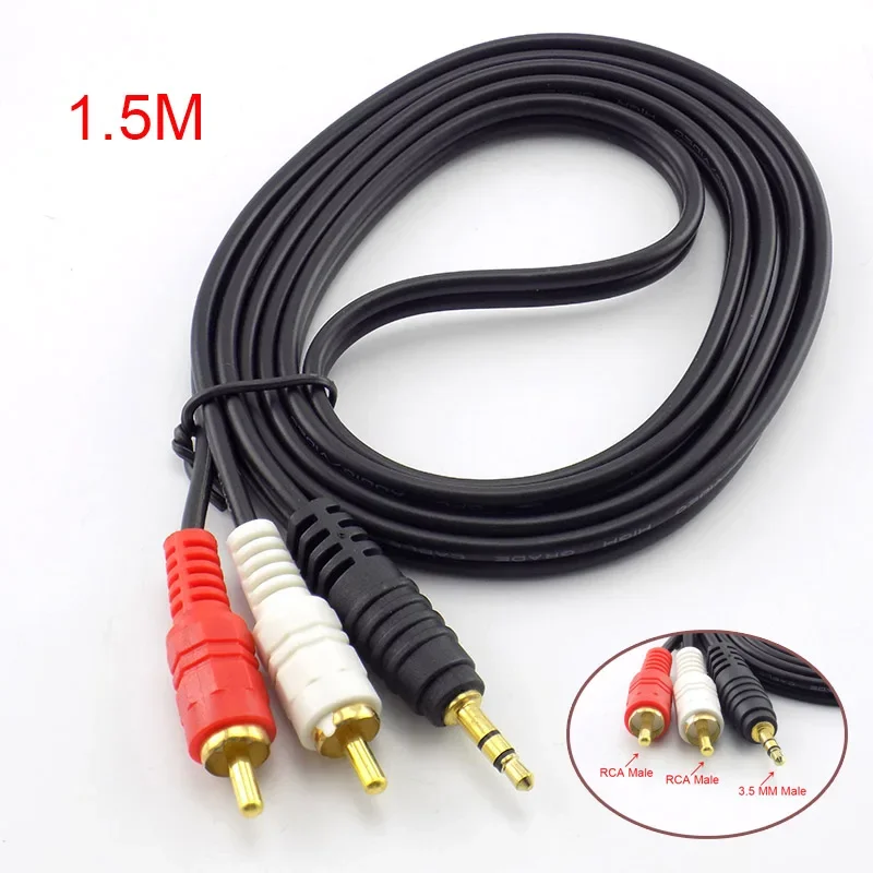 

Jack Connector to 2 RCA Male Music Stereo Audio Adapter Cable Audio AUX Line for Mp3 Phones TV Sound Speakers L19 3.5mm Plug