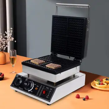 4 rošty, belgický vaflový výrobník palačinek, nepřilnavý pekáč na palačinky s dvojitými topnými pánvemi, 110V vaflový výrobník palačinek pro komerční účely 12 nejlepší prodej 4v1 snídaňový stroj - №5