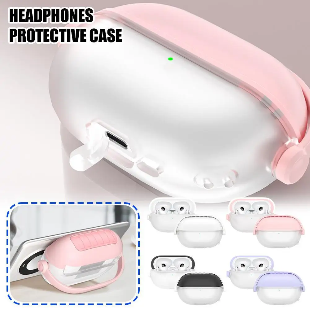 Protective Case For Huawei Freebuds Pro 4/Pro 3 Rotating Handle Bracket Design TPU Anti Fall Anti-scratch Earphone Accessories