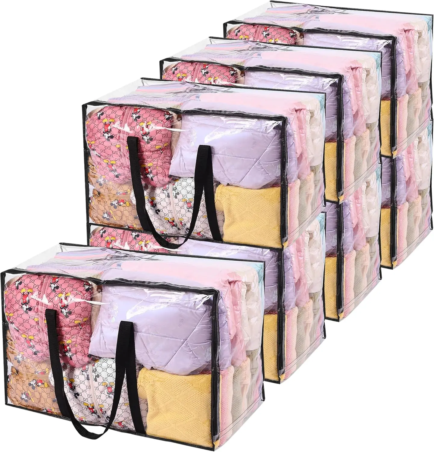 

7-Pack Clear Comforter Storage Bags, 110L Oversized Zipper Closet Organizer for Bedding, Toys, and Moving