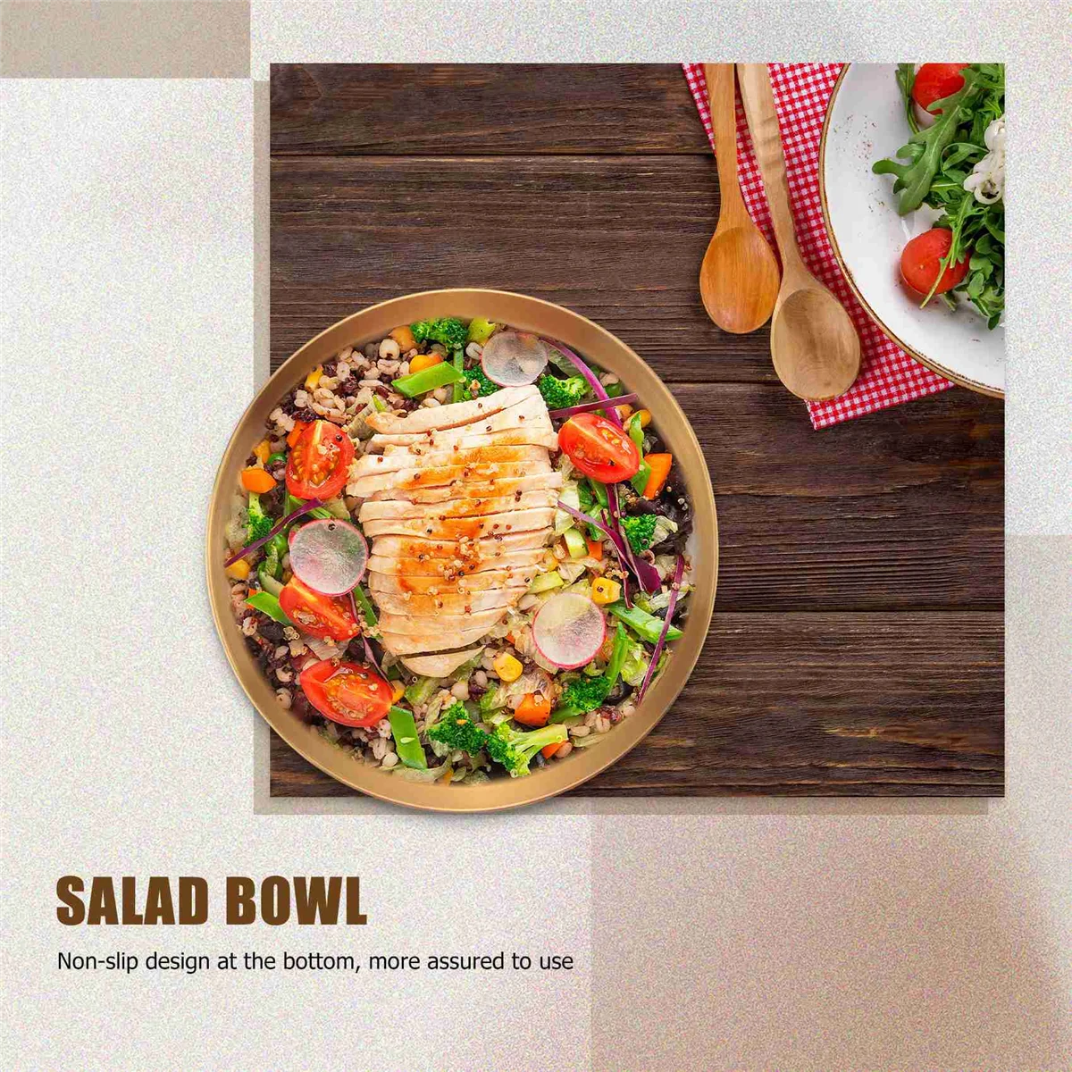 Ensaladeras de acero inoxidable de gran capacidad, tazón coreano para sopa, arroz, fideos, Ramen, contenedor de comida de cocina, dorado, 20x9cm