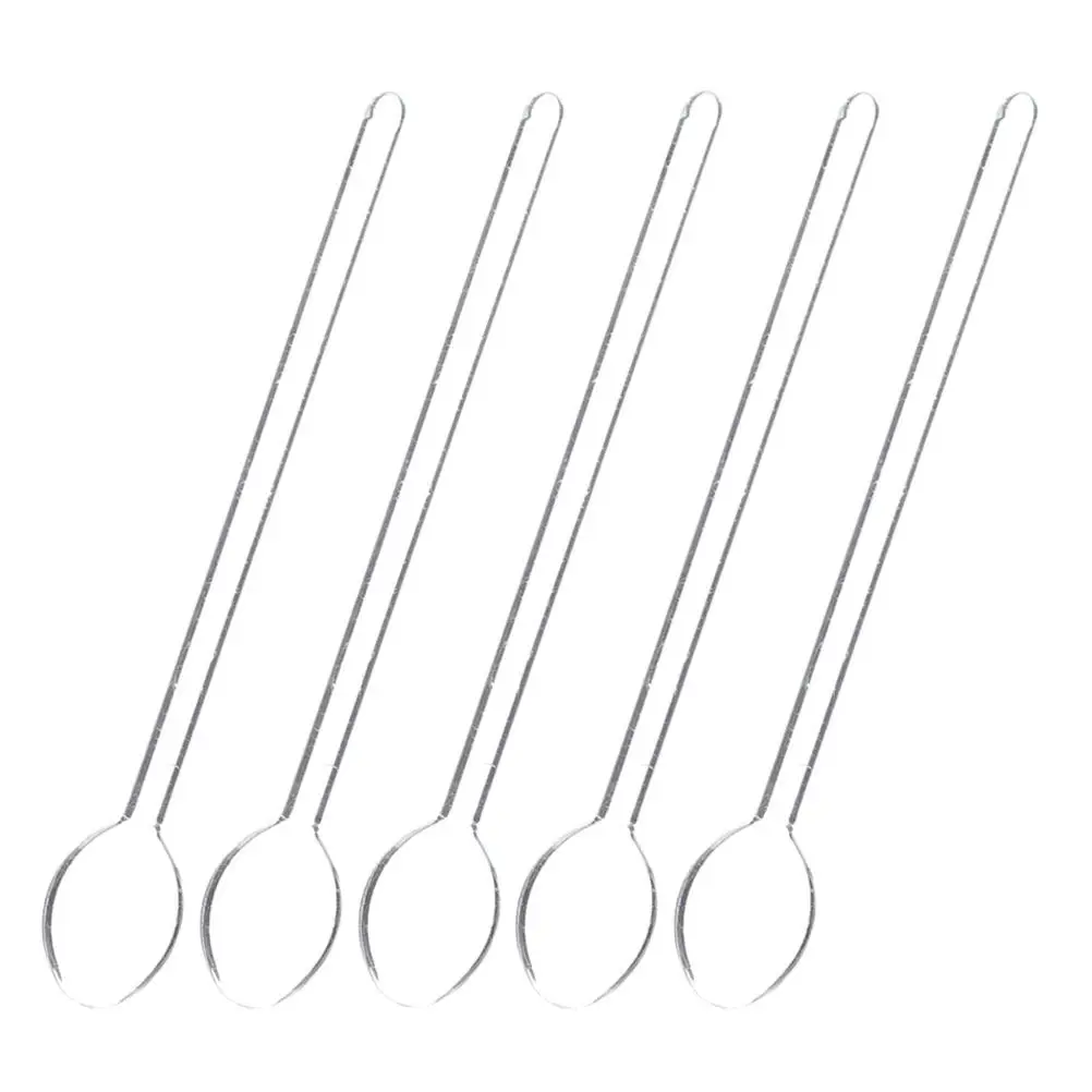 

5Pcs Long Handle Glass Mixing Spoon Coffee Stirring Spoon Dessert Scoop Reusable Kitchen Gadgets Cake Scoop Glass Teaspoon