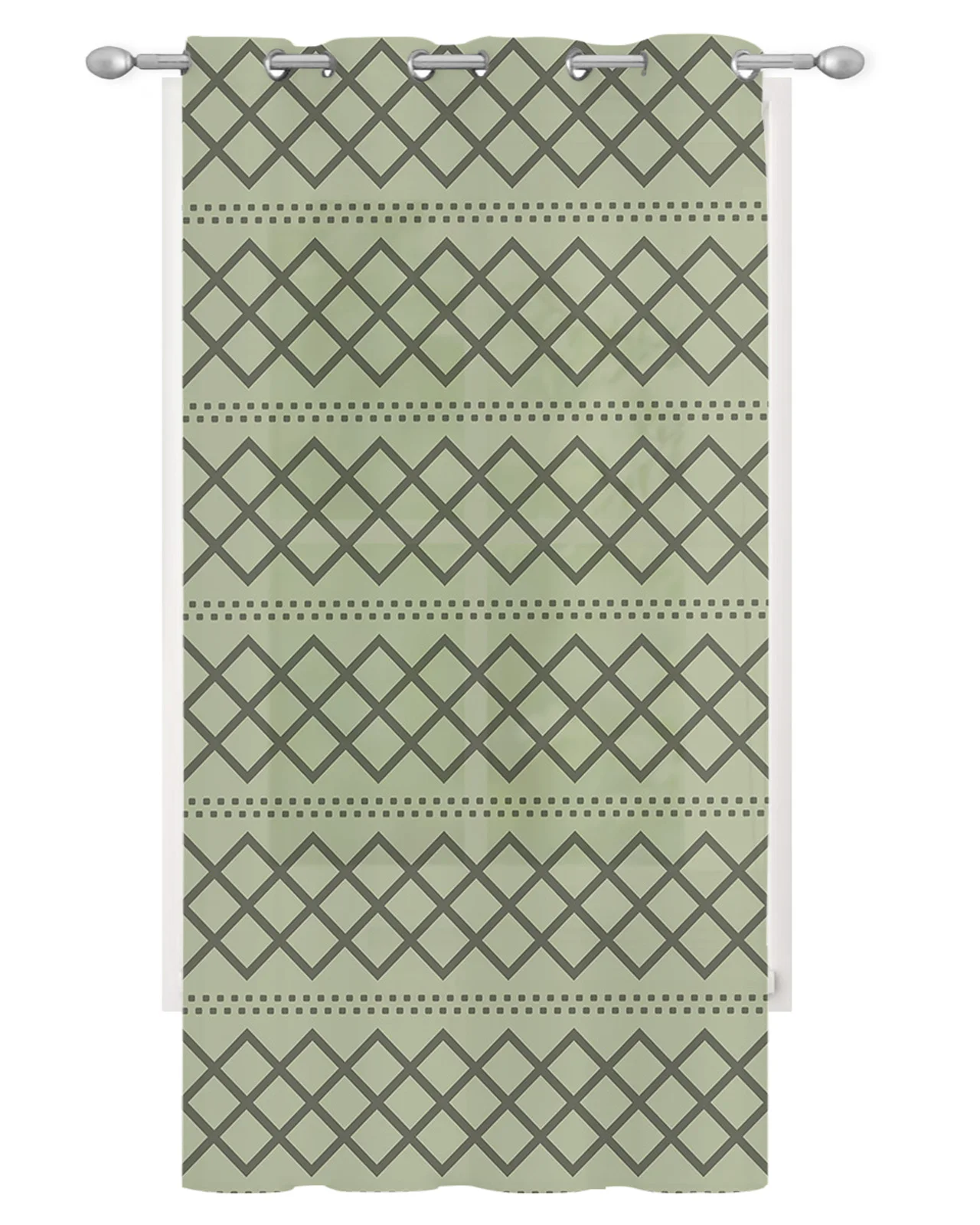 Sage Green Geometric Texture Sheer Window Curtains Bedroom Living Room Tulle Curtains Voile Drapes for Kitchen