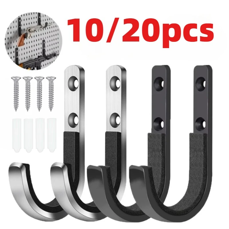 Wall Mounted Gun Hanger, U-Shaped Rifle Shotgun Bow Holder, Multi-Purpose Wall Hooks for Hunting Gear Garage & Office Storage