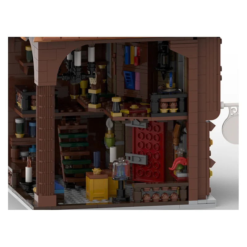 Model Średniowiecznego Zamku Klocki Konstrukcyjne Model Domu Czarodzieja Technologia Budowlana Widok Ulicy Miejskiej Model Klocków Zabawka Konstrukcyjna