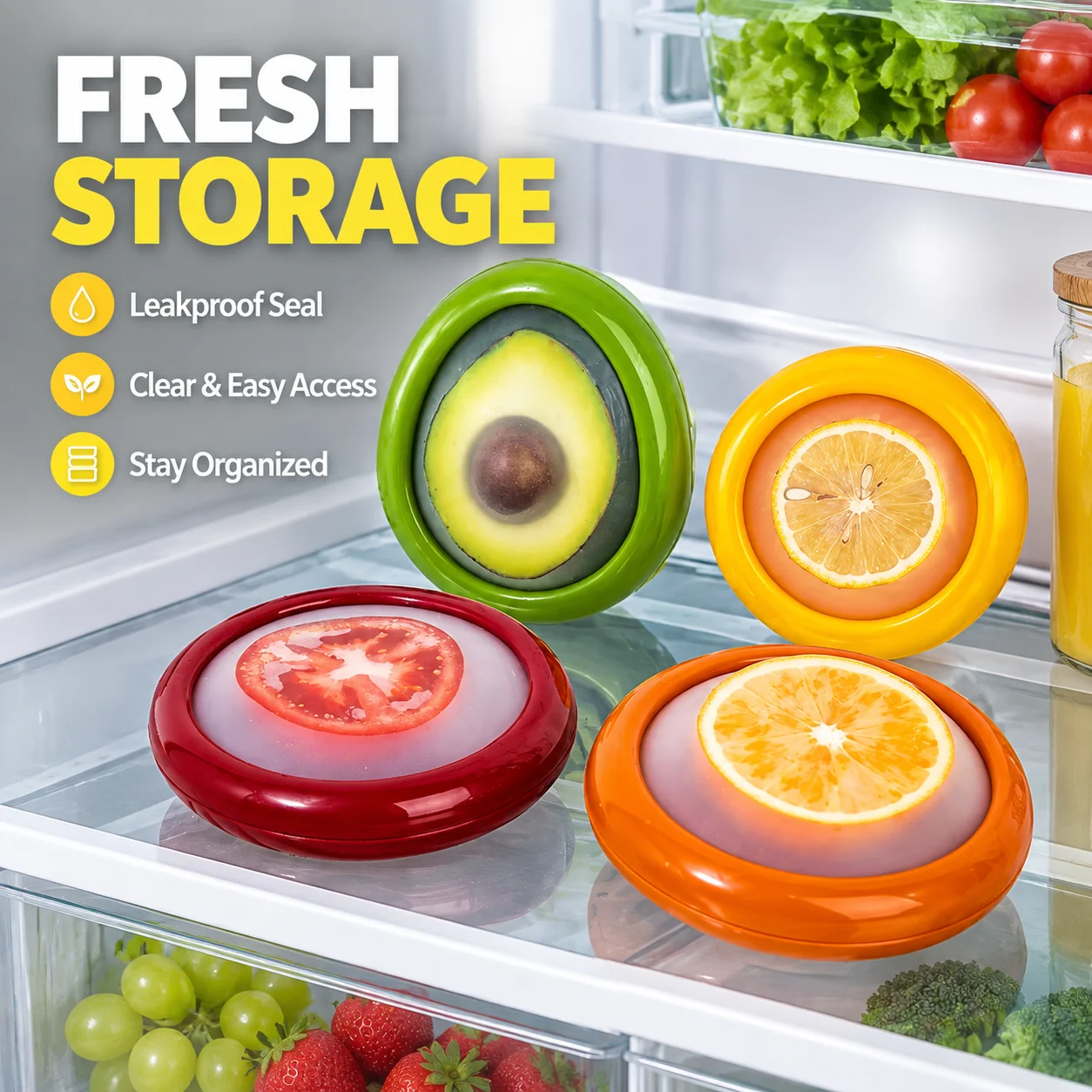 Food Storage Refrigerator - BPA가 없는 실리콘 재질의 밀폐형 투명