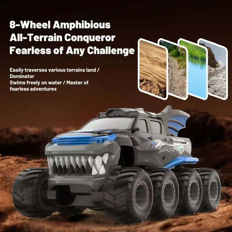 2.4G All-terrain Vehicle eight-wheeled eight-drive waterway amphibious drive climbing off-road vehicle Outdoor Toy Gifts Chil