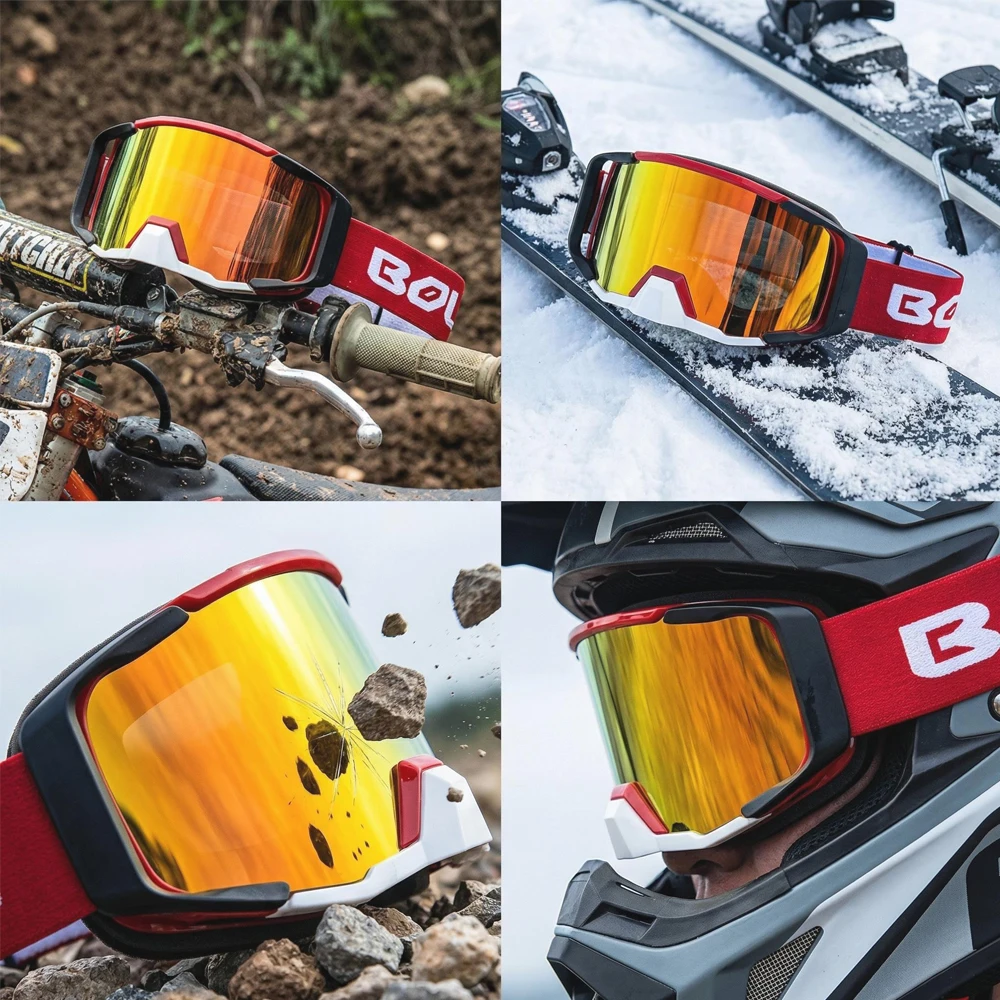 

Dual Use Goggles Fit Motorcycle&Ski，UV400 Anti-Impact HD Lens Motocross Goggles for Dirt Bike ATV MTB Helmet Protective Unisex