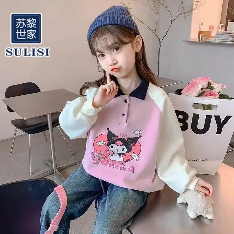 Sweat à capuche à manches longues pour enfants, vêtements décontractés de dessin animé mignon, chemise Kawaii, coeur girly, Sanurgente Ins, mode printemps automne, cadeaux jouets