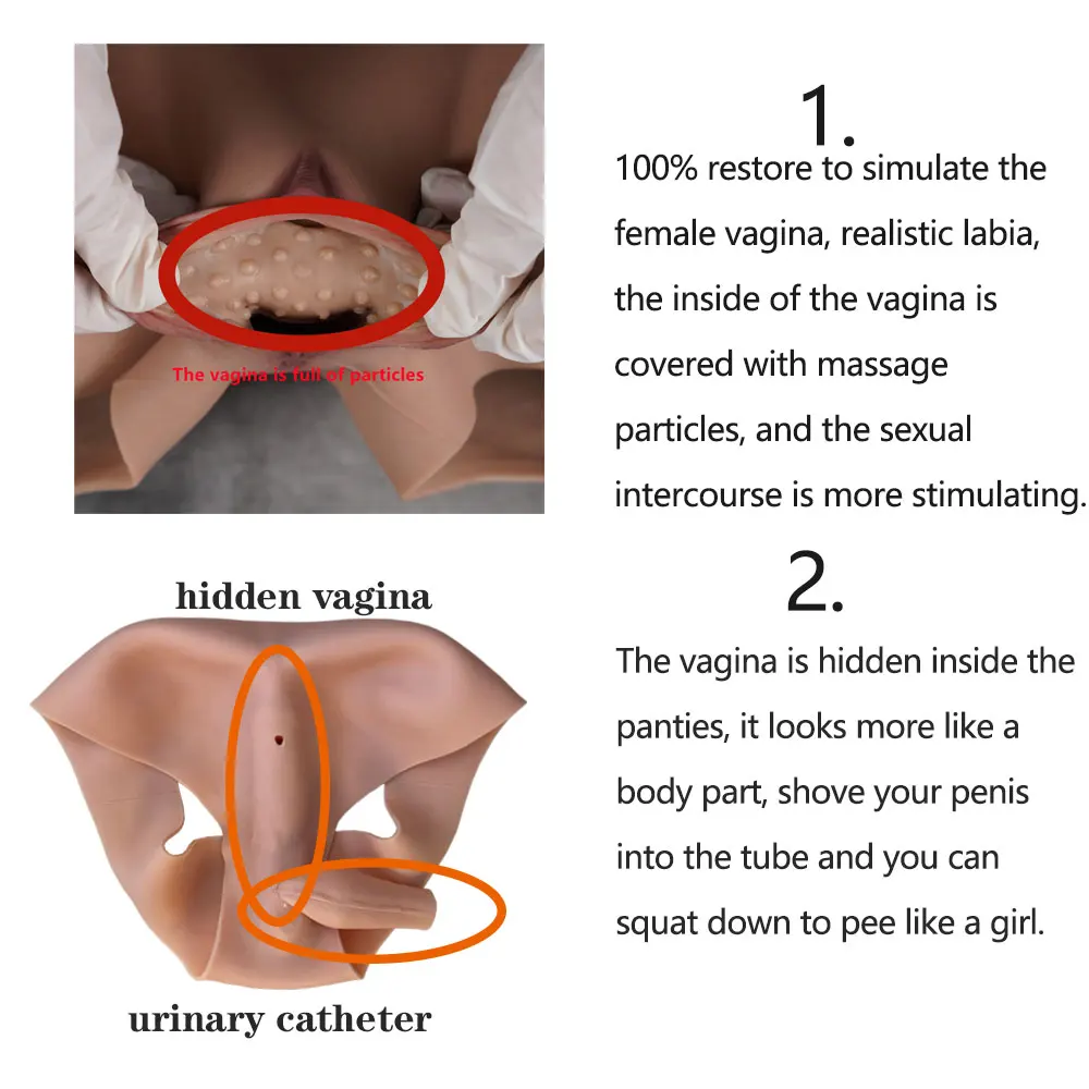 Realistic Silicone Vagina Shapewear Lifelike Labia Costumes Pussy for Men Cosplay Transgender Crossdress Sissy Feminization Body