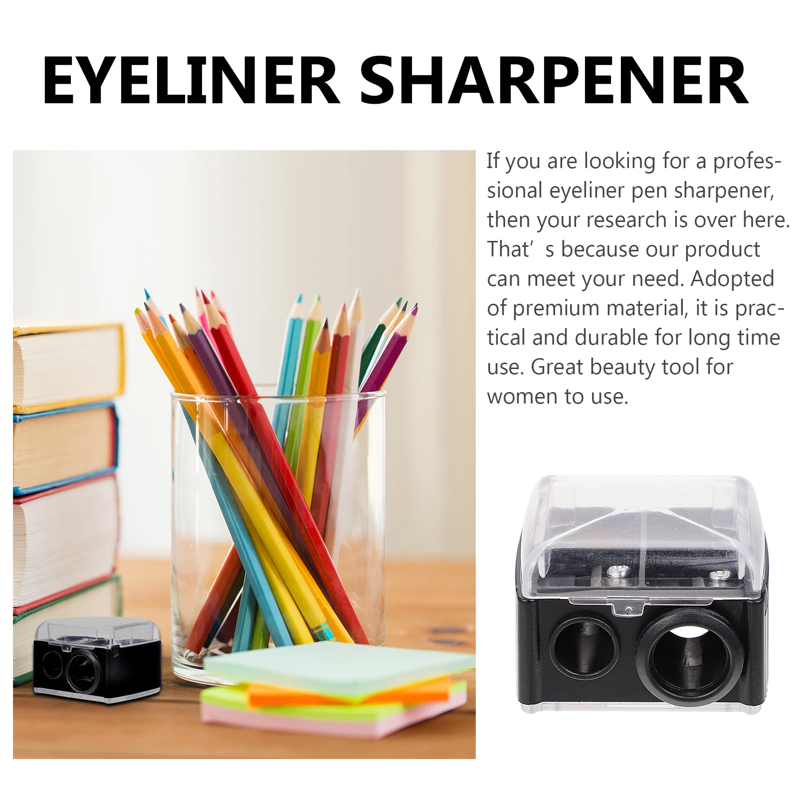 

4pcs Makeup Pencil Sharpener Black Double Hole For Eyebrow Eyeliner Lipstick Pencil Tool Brow Liner Sharpener Makeup