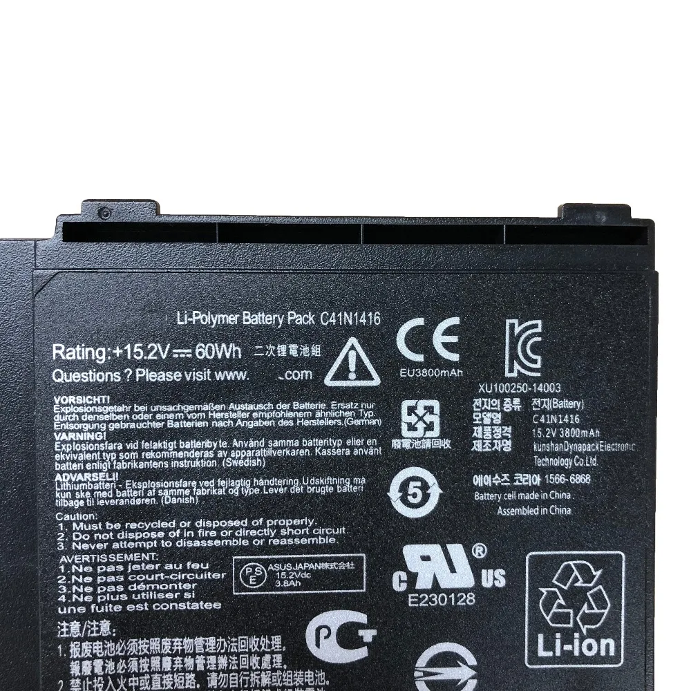 15.2V 60Wh C41N1416 new Original C41N1416 Laptop Battery For ASUS ZenBook Pro G501 G601J UX501VW N501L UX501J