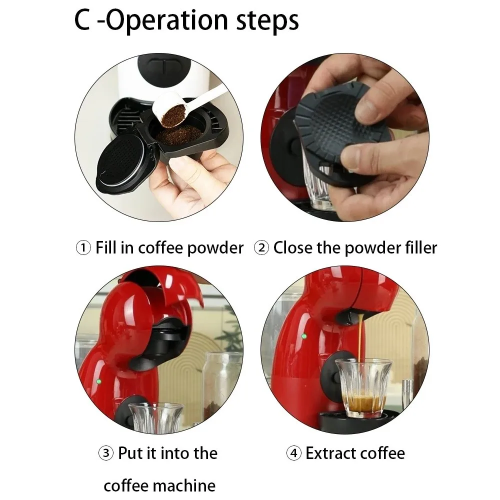

New Reusable Capsule Adapter Refill Black Coffee Powder Tray Capsule Convert for Genio S/Piccolo XS Coffee Accessory