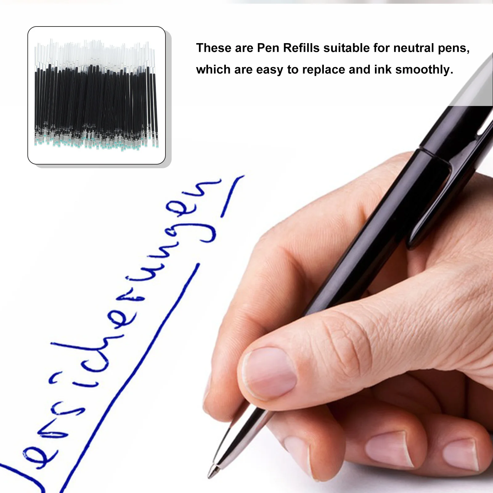 100Pcs Creative Pen Refills Smooth Ink for Office Study Portable Replacement Refills Writing Stationery Tools