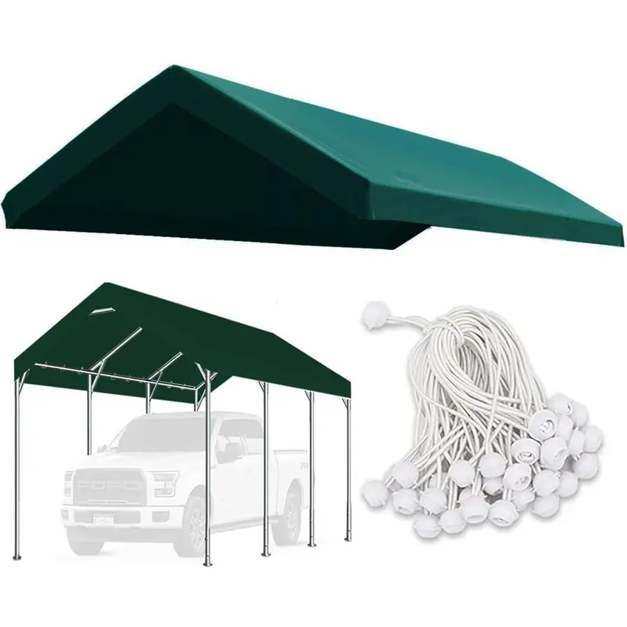 

Replacement Canopy Cover for Car Tent Top Garage Shelter Cover Tarp with Ball Bungees Only Top Cover, Frame Not Inc Customizable