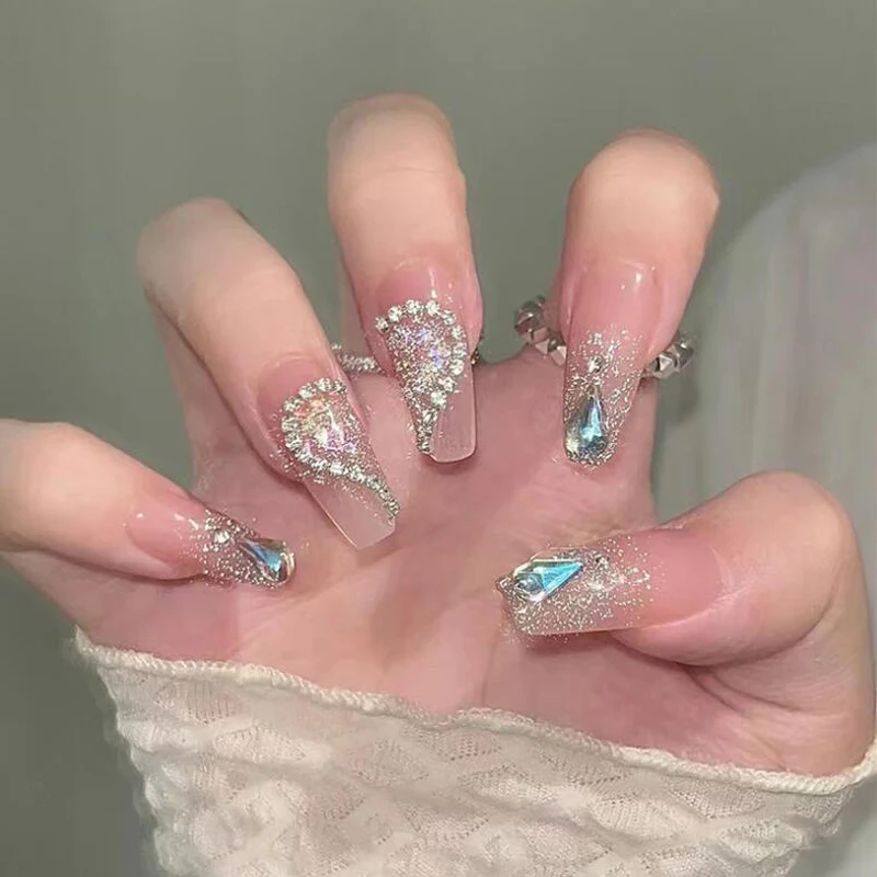 Afneembare lange doodskist kunstnagels ballerina draagbare nepnagel volledige dekking nageltips DIY manicure nail art stickers