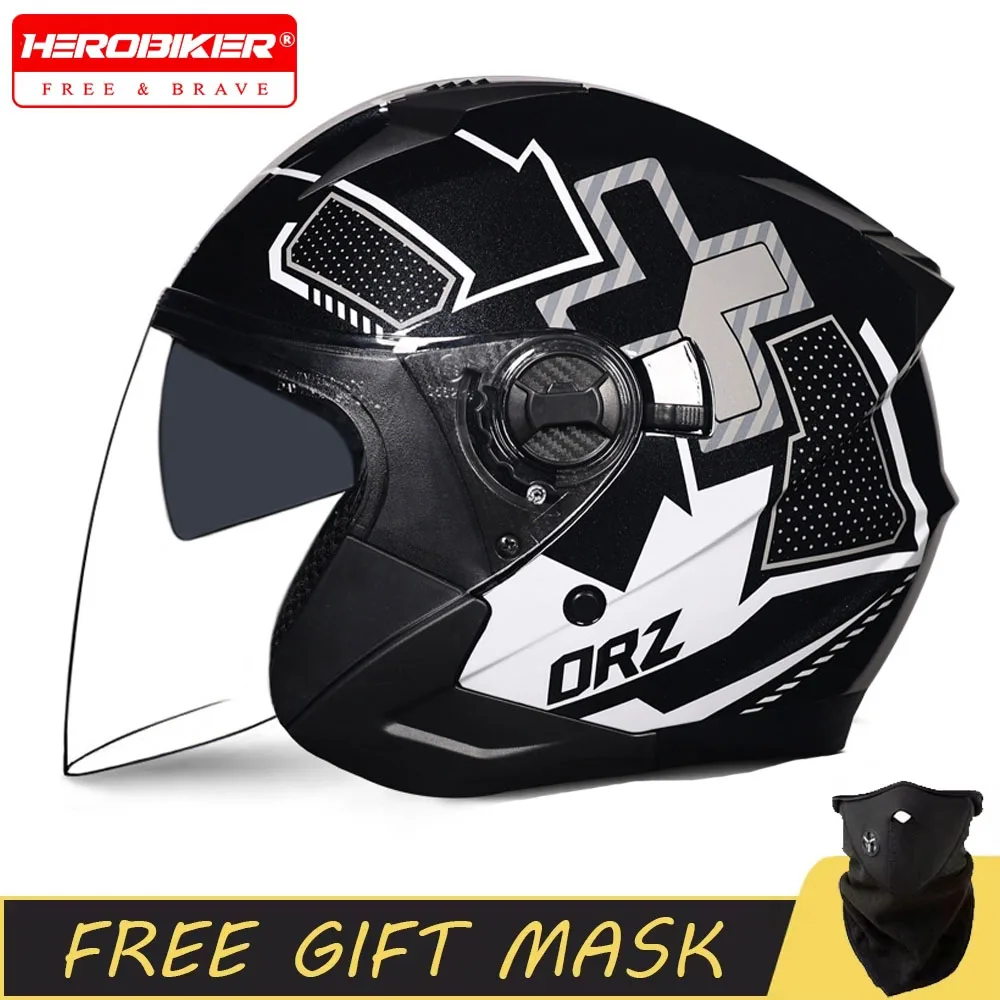 2025年最新高品質バイクヘルメットハーフカバーデュアルレンズオートバイ用ヘルメット男女兼用カップル用バイクヘルメット