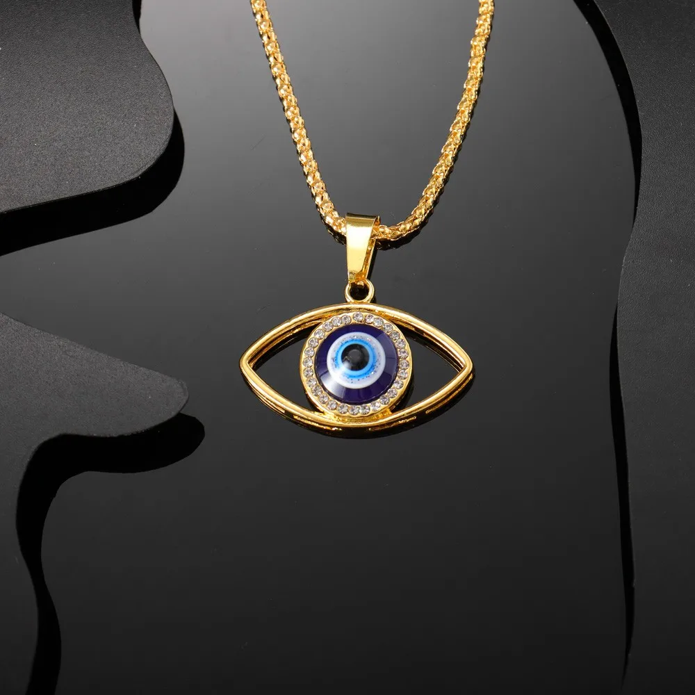 Nwe Vintage Eye of Fortune Pendant Necklace for Women steel and titanium Personality Gothic Chain Necklaces Jewelry Gift