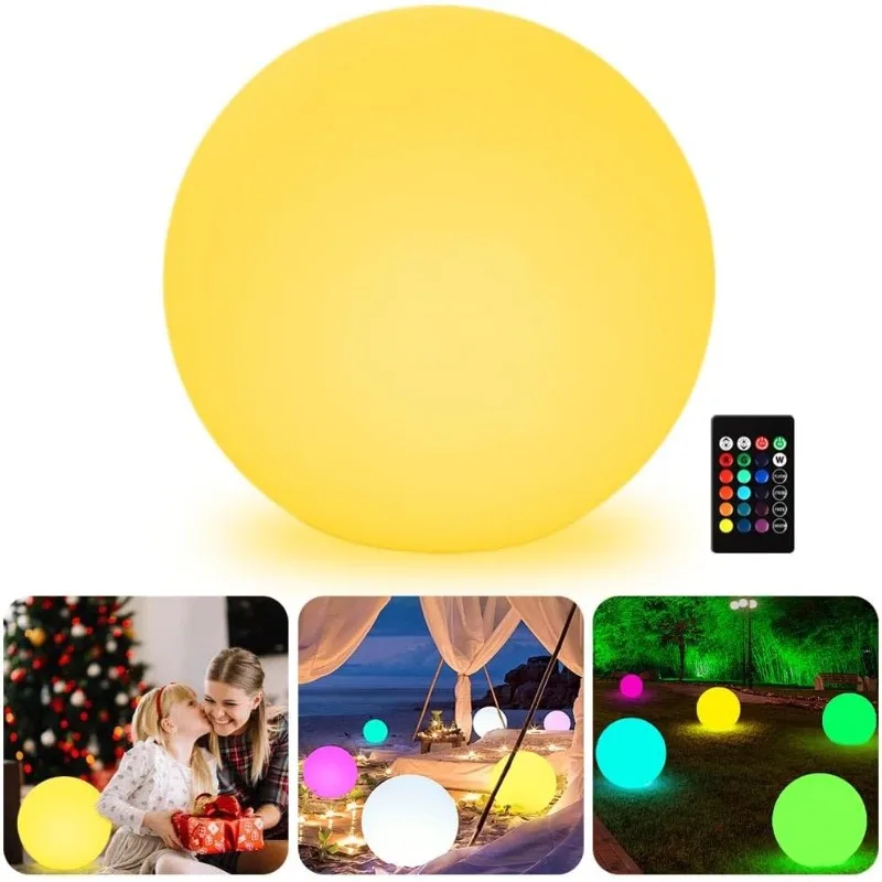 home.16-inch LED Globe Orb Light, Rechargeable , Waterproof Light Up Ball Night Light Mood Lamp for Home Garden Patio Party