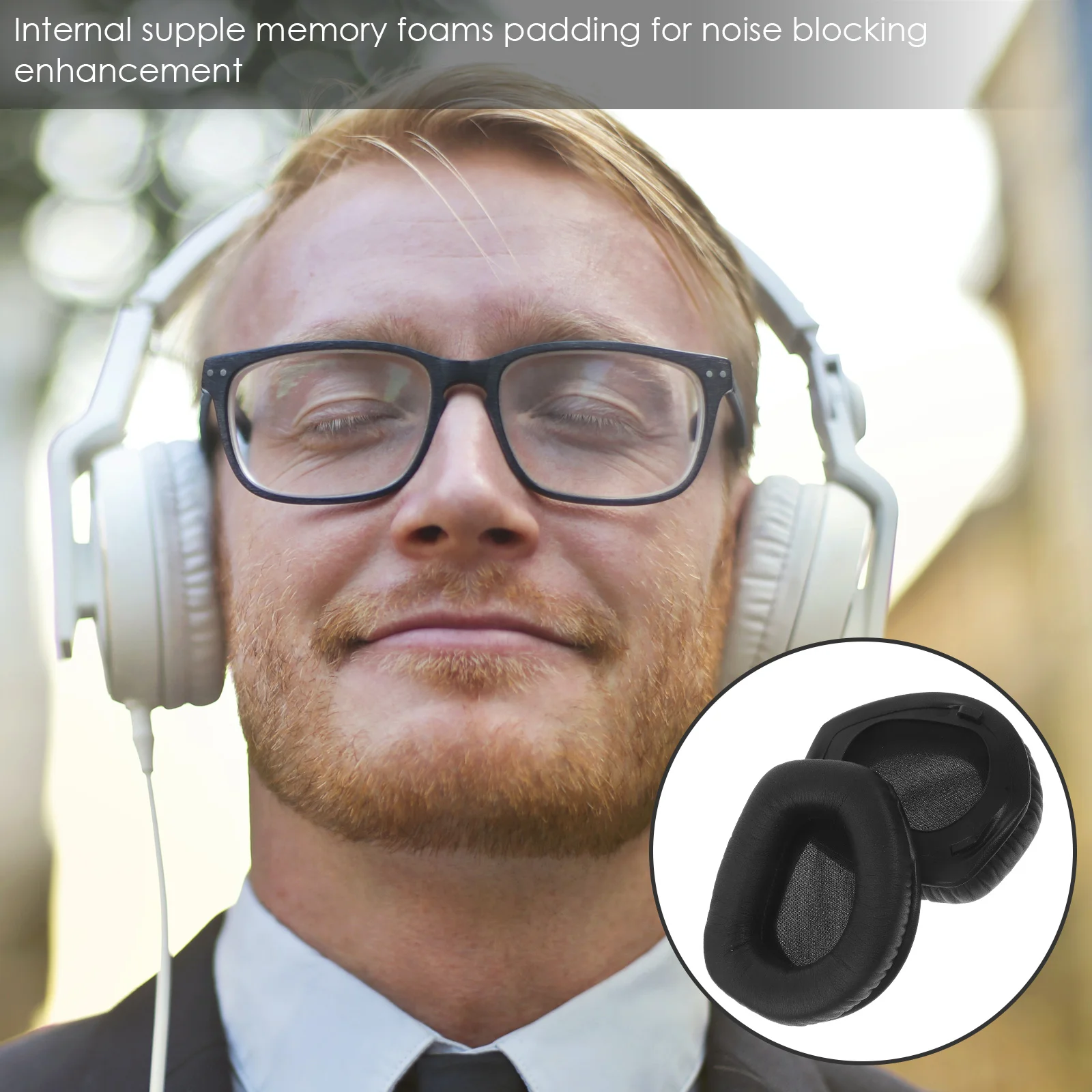 

2Pcs Headphone Ear Pads Memory Foam Replacement Comfortable Lightweight Noise Blocking Sound Quality Durable Fit Sanitary