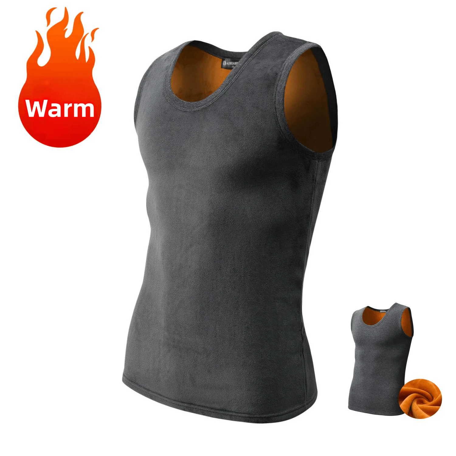 

Men's Autumn Winter Thick Warm Fleece Fashion Casual Tank Top Undershirt Men Sleeveless High Quality Soft Thicken T-shirt Tops