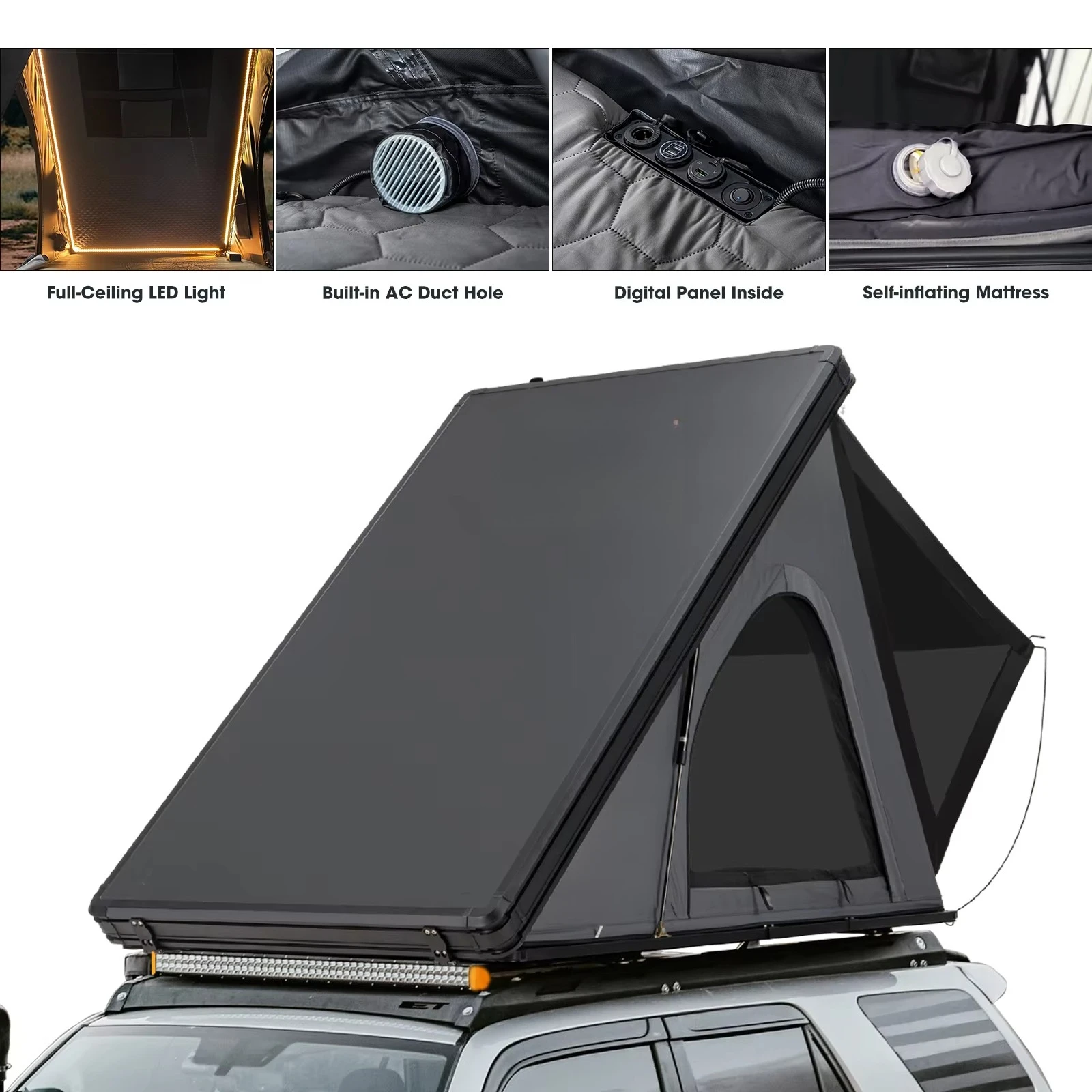 Quick Setup Lightweight Automatic Pop-up Aluminum Hardshell Car Rooftop Tents for 4x4 Camping Overlanding