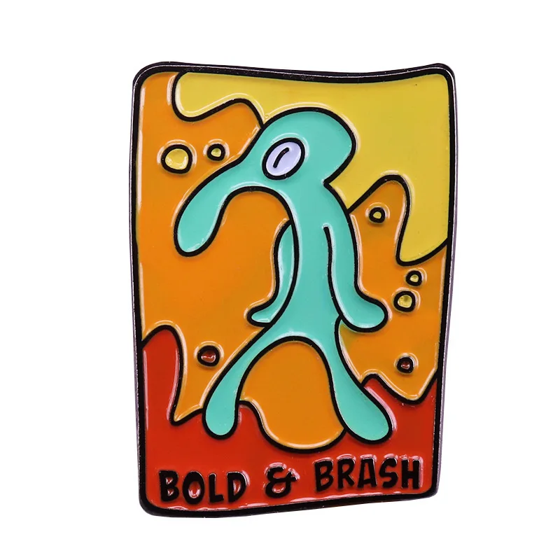 Squidward Tentacles Bold Brash Enamel Pins SpongeBob Brooches for Women Cartoon Badge on Backpack Hat Decoration Accessories