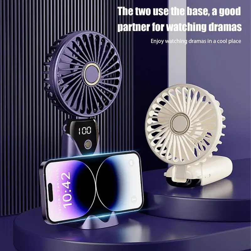 Folding USB Fan USB Charging Mini Cooling Fan Handheld Fast Cooling Outdoor Fan Foldable Cooler with LED Display for Camping Car