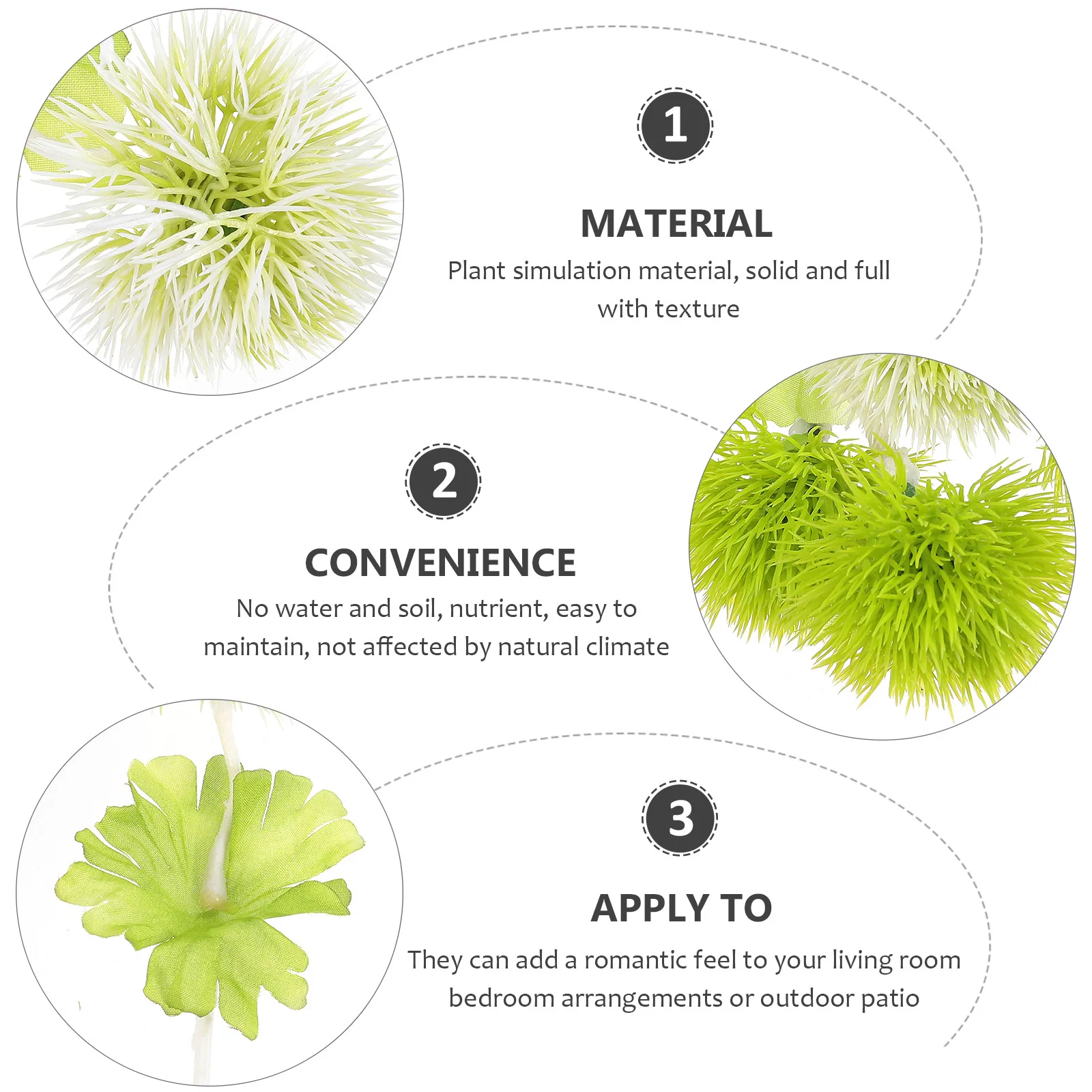 

8pcs Artificial Dandelion White Green Lifelike Artificial Flower Plant For Home Garden Patio Decor Fake Flower