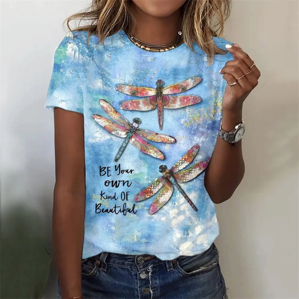 T-shirt femme mode d'été manches courtes t-shirts hauts impression 3D col rond T-shirt décontracté pour femmes vêtements drôles pour haut de fille Sexy