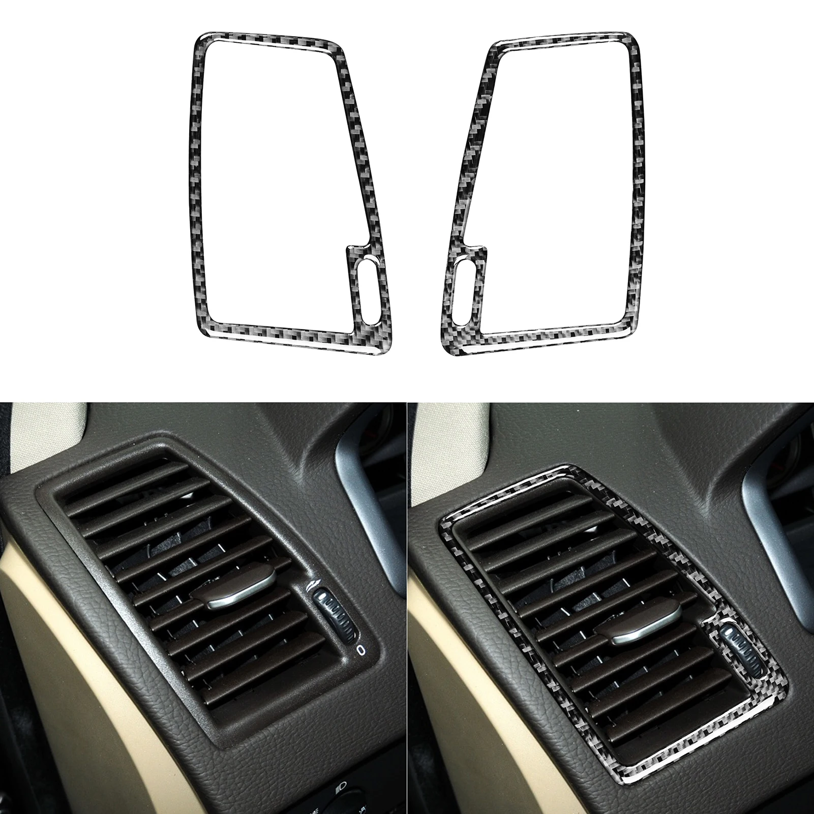 

For Volvo XC90 2003-2014 Carbon Fiber Stickers Both Side Air Vent Outlet Frame Vent Wood grain Trim Interiors Car Accessories