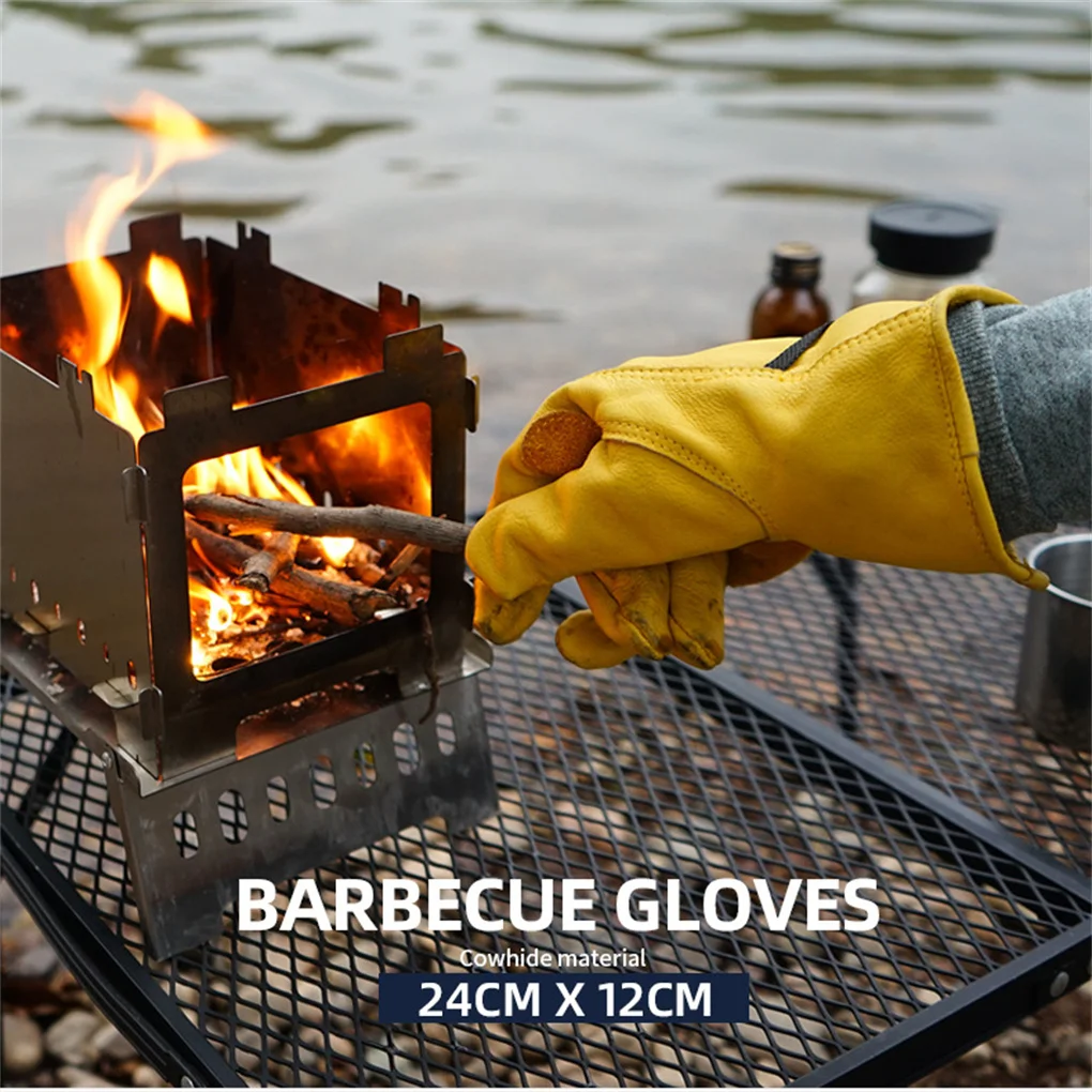 1 Pair BBQ Grilling Gloves Roasting Cooking Mitts Welding Work Supplies