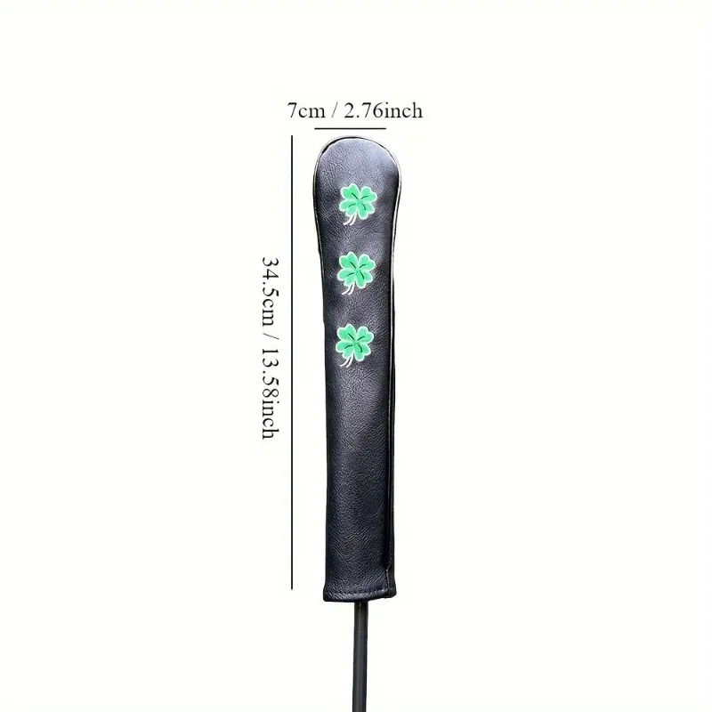 1pc Golf Club Head Cover, Four Leaf Lucky Clover Design Golf Alignment Stick Cover